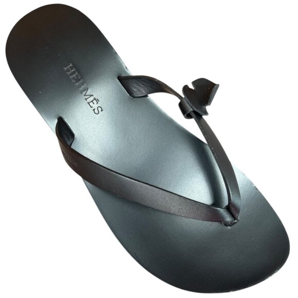 Hermes Black Orange Calf Leather Monte Carlo Sandal Shoes EU 41 Flip Flops Italy main image 6